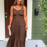 Eliana Brown Tiered Maxi Dress Lucy Paris