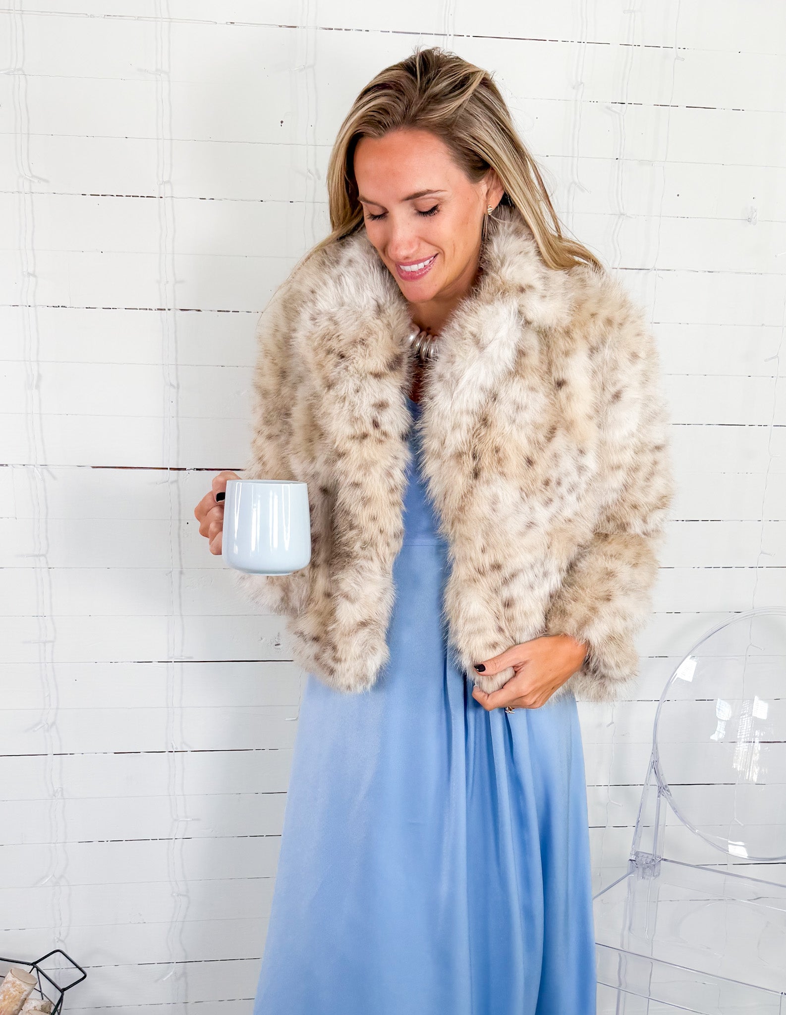 Eliza Sky Blue Silky Slip Dress + Sweater (2 Pieces) Jodifl 