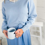 Eliza Sky Blue Silky Slip Dress + Sweater (2 Pieces) Jodifl 