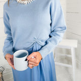 Eliza Sky Blue Silky Slip Dress + Sweater (2 Pieces) Jodifl 