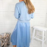 Eliza Sky Blue Silky Slip Dress + Sweater (2 Pieces) Jodifl 