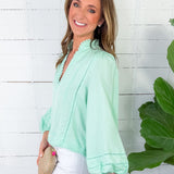 Elizabeth James Katie Iced Mint Linen Top