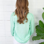 Elizabeth James Katie Iced Mint Linen Top