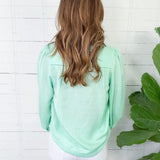 Elizabeth James Katie Iced Mint Linen Top
