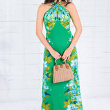 Elizabeth James Aubrey Hula Green Halter Maxi Dress