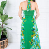Elizabeth James Aubrey Hula Green Halter Maxi Dress
