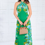 Elizabeth James Aubrey Hula Green Halter Maxi Dress
