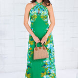Elizabeth James Aubrey Hula Green Halter Maxi Dress