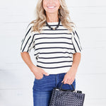 Elle Striped Sweater Elle Grey