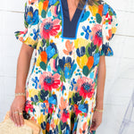 Ellen Multi Abstract Floral Mini Dress Entro