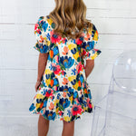 Ellen Multi Abstract Floral Mini Dress Entro