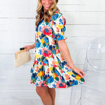 Ellen Multi Abstract Floral Mini Dress Entro