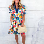 Ellen Multi Abstract Floral Mini Dress Entro