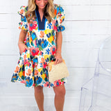 Ellen Multi Abstract Floral Mini Dress Entro