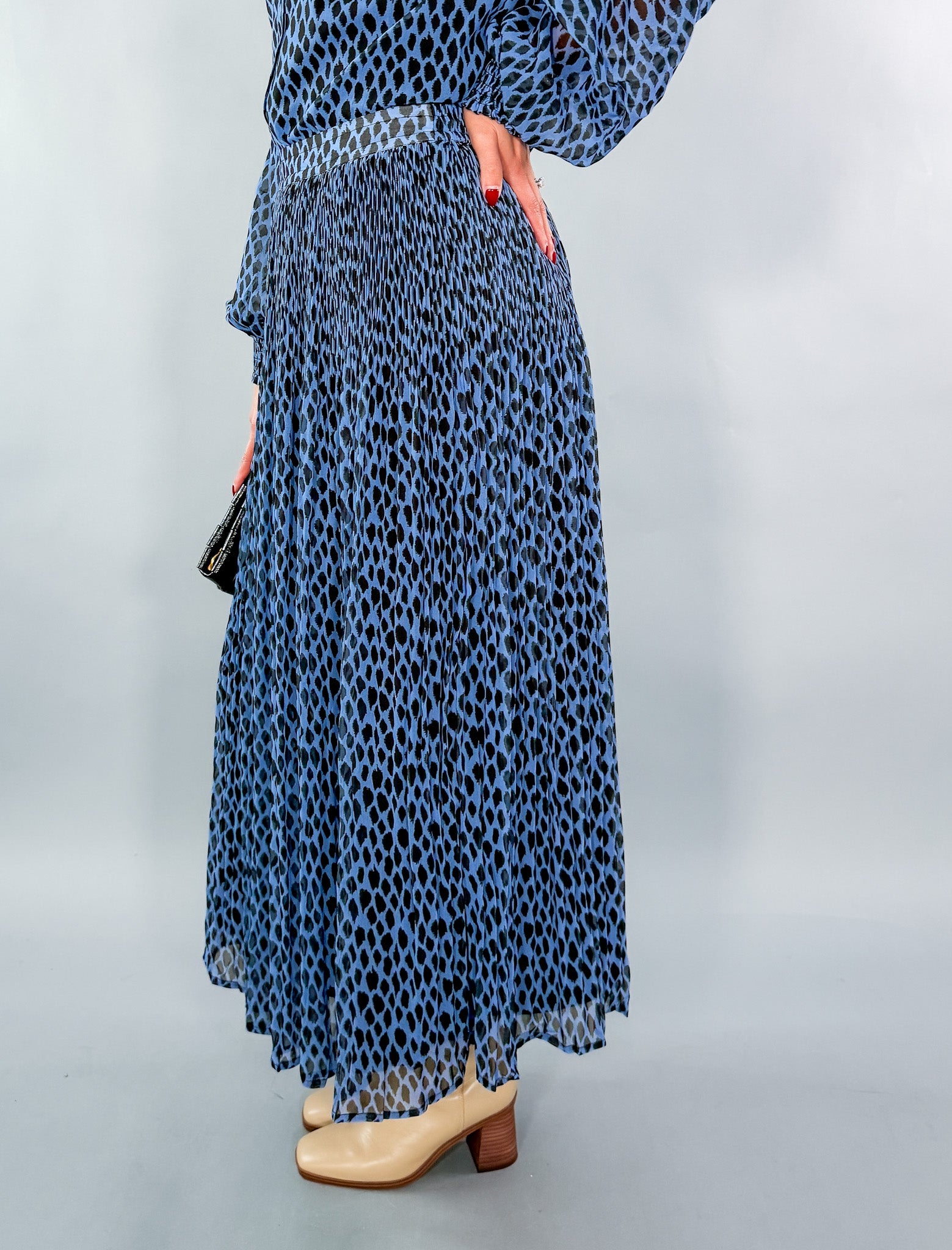 Ellie Blue Leopard Maxi Skirt Maude Vivante