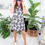 Ellie Hand Drawn Daisies Scallop Edge Mini Dress Elizabeth James the Label