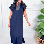 Ellie Navy Knit Maxi Dress Jodifl