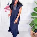 Ellie Navy Knit Maxi Dress Jodifl
