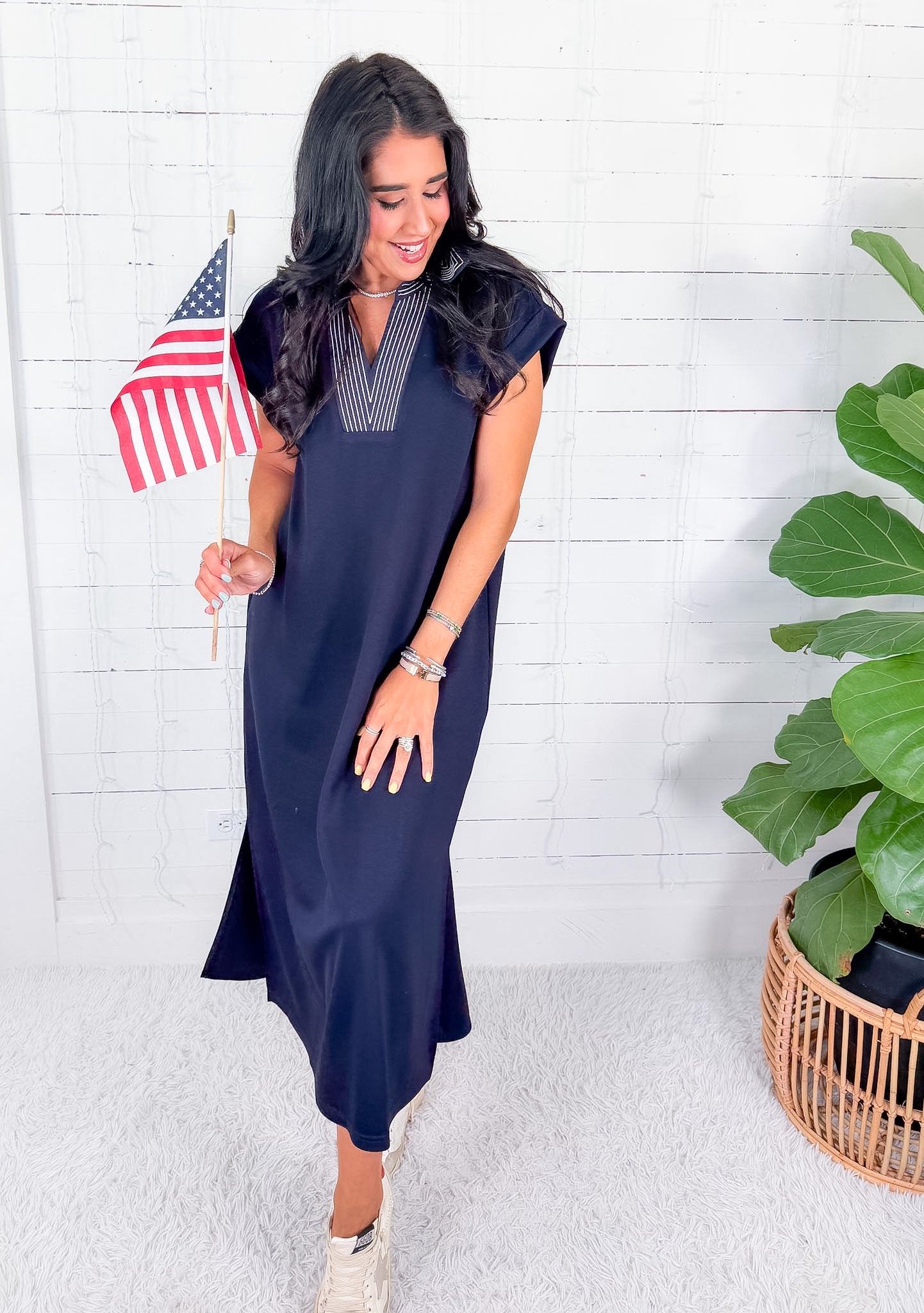 Ellie Navy Knit Maxi Dress Jodifl