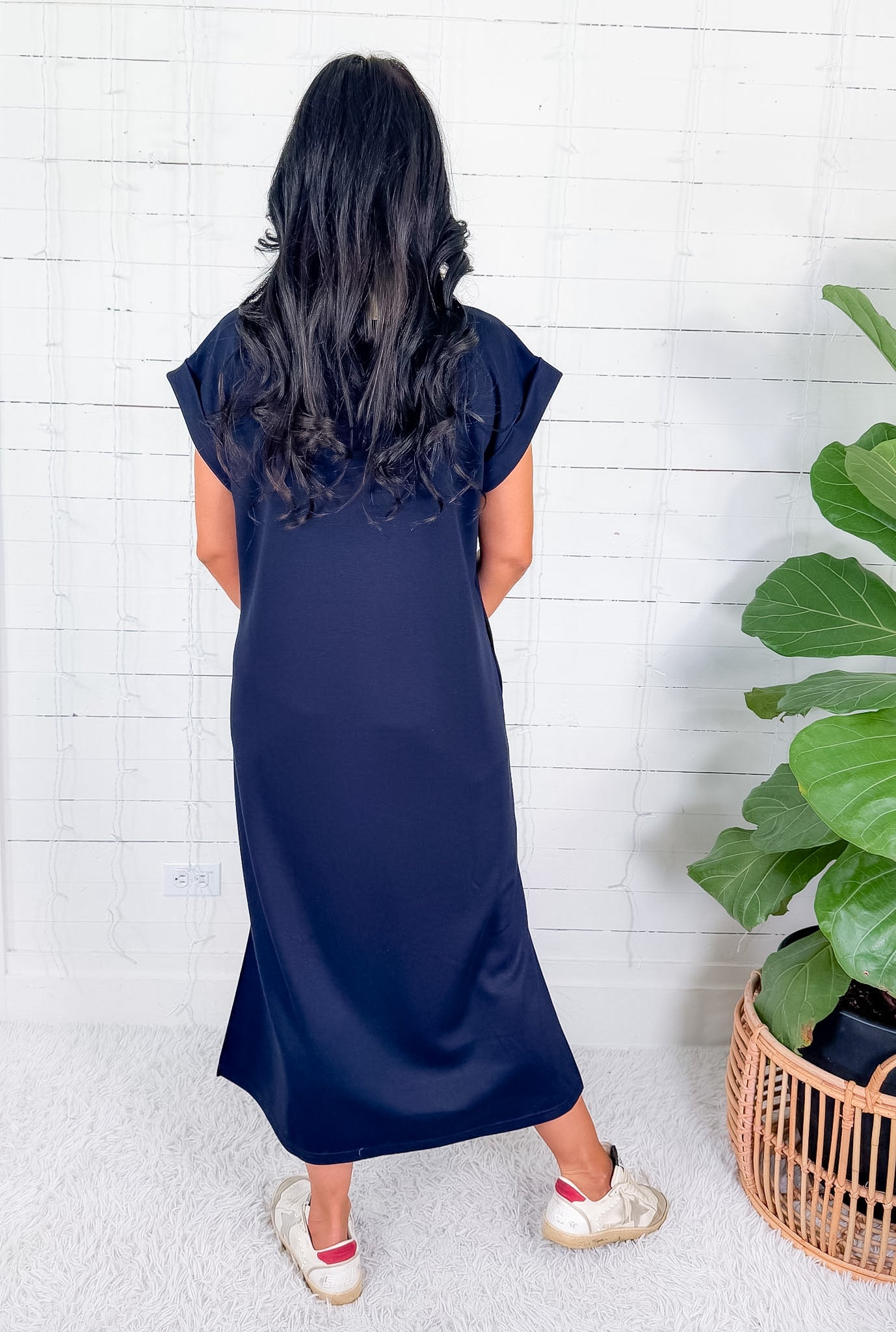 Ellie Navy Knit Maxi Dress Jodifl