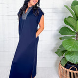 Ellie Navy Knit Maxi Dress Jodifl
