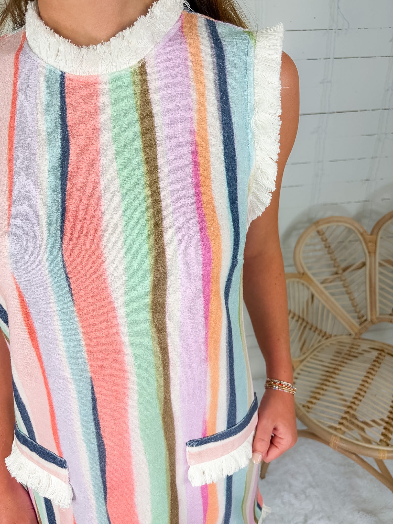 Ellie Sherbet Stripes Terry Mini Dress