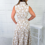 Elliott Taupe + White Contrast Detail Maxi Dress