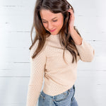 Ellis Pointelle Beige Sweater Lucy Paris