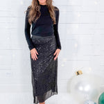 Ellison Black Sequin Maxi Skirt