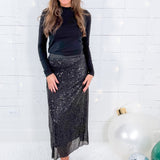 Ellison Black Sequin Maxi Skirt