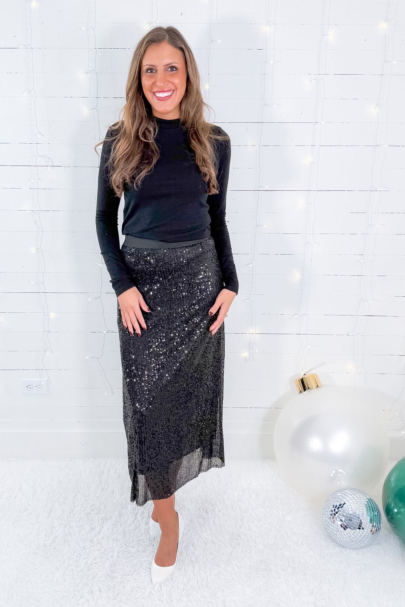 Ellison Black Sequin Maxi Skirt