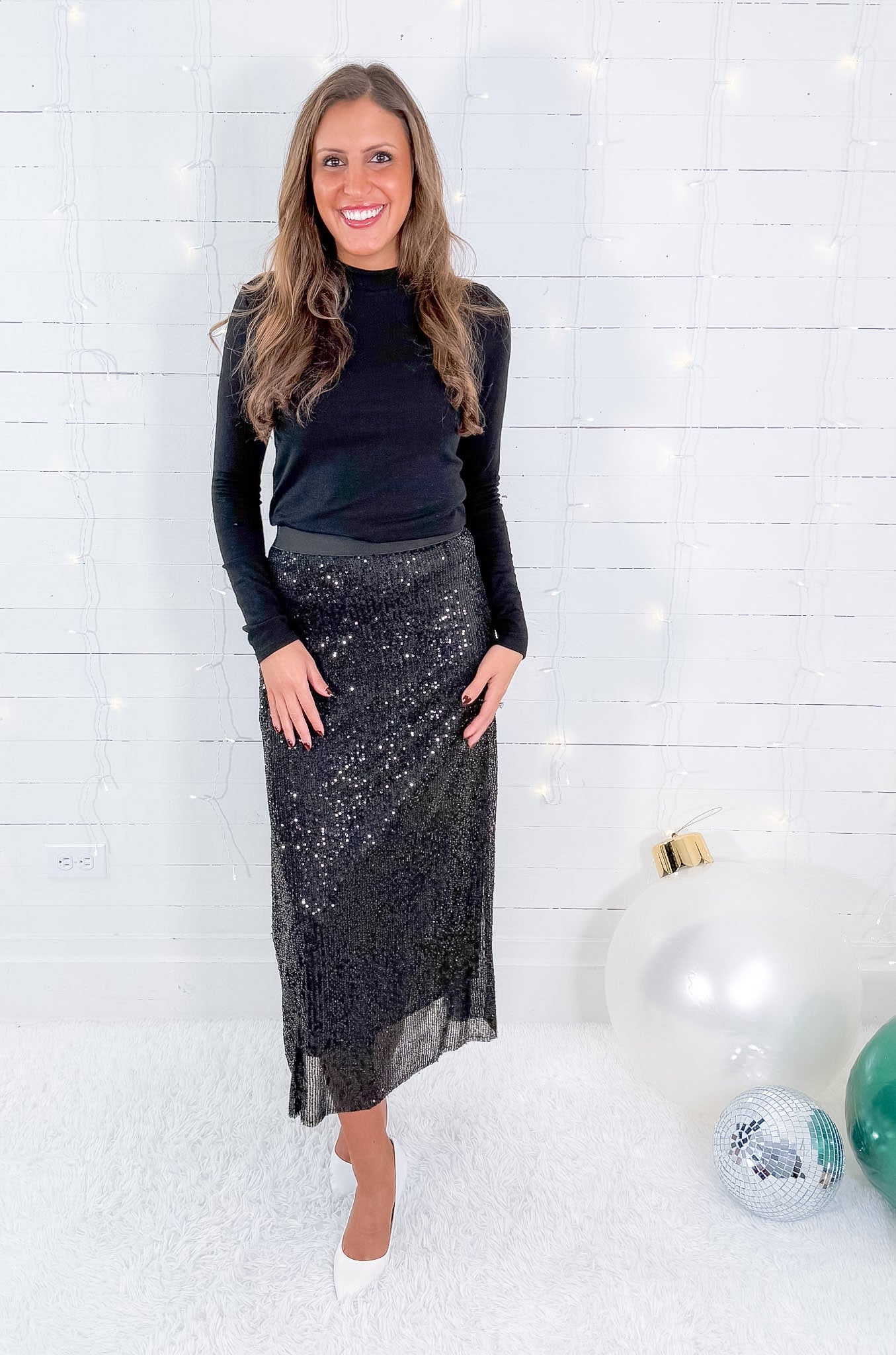 Ellison Black Sequin Maxi Skirt