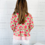 Elsa Pink Fan + Stripe Contrast Top