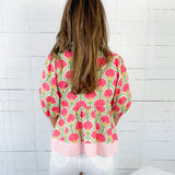 Elsa Pink Fan + Stripe Contrast Top