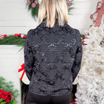 Emily McCarthy Black Bow Jacquard Top