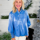 Emily McCarthy Charlotte Sapphire Metallic Top