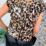 Emily McCarthy Hatti Tortoise Shell Sequin Tank