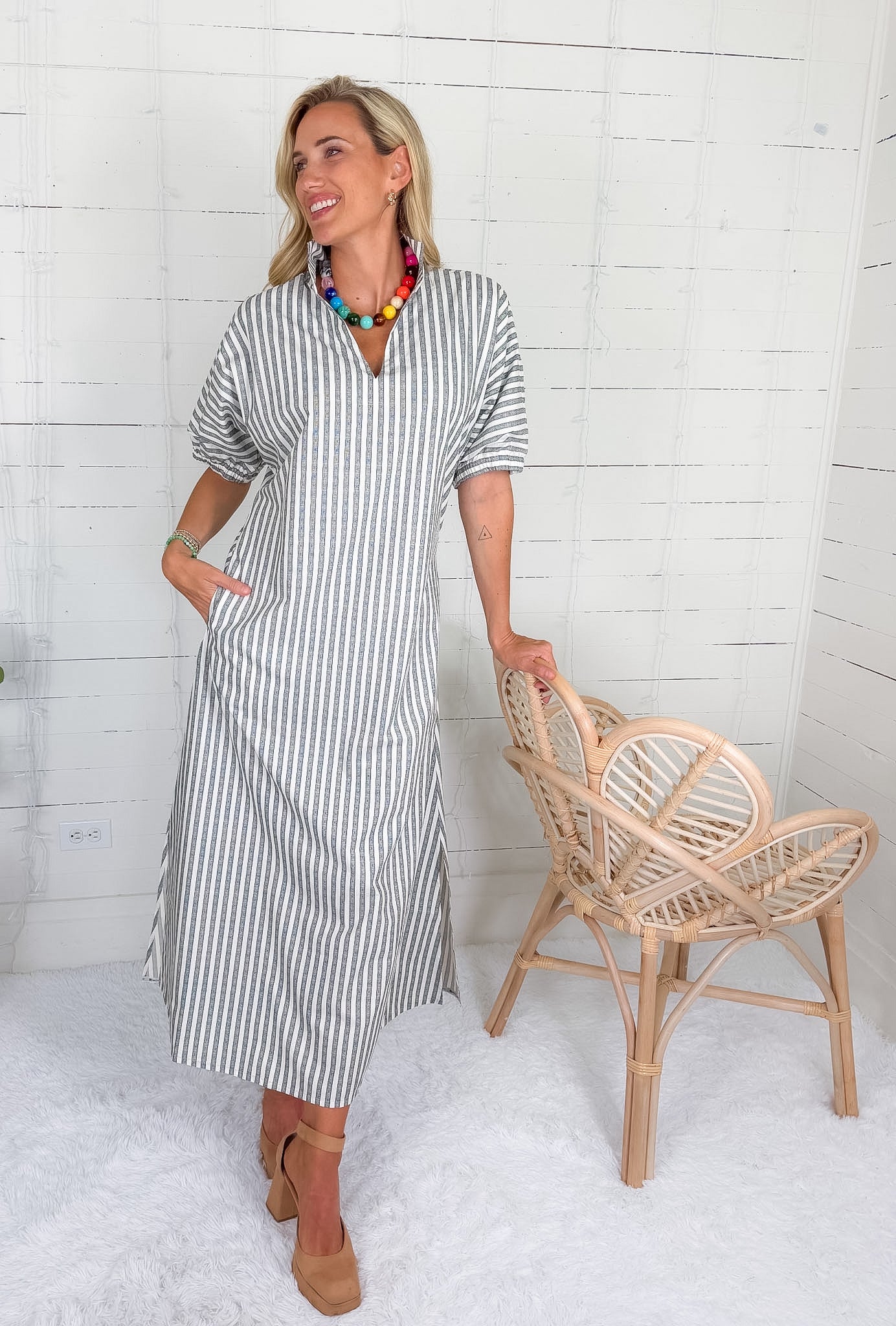 Emily McCarthy Poppy Black Stripe Maxi Dress