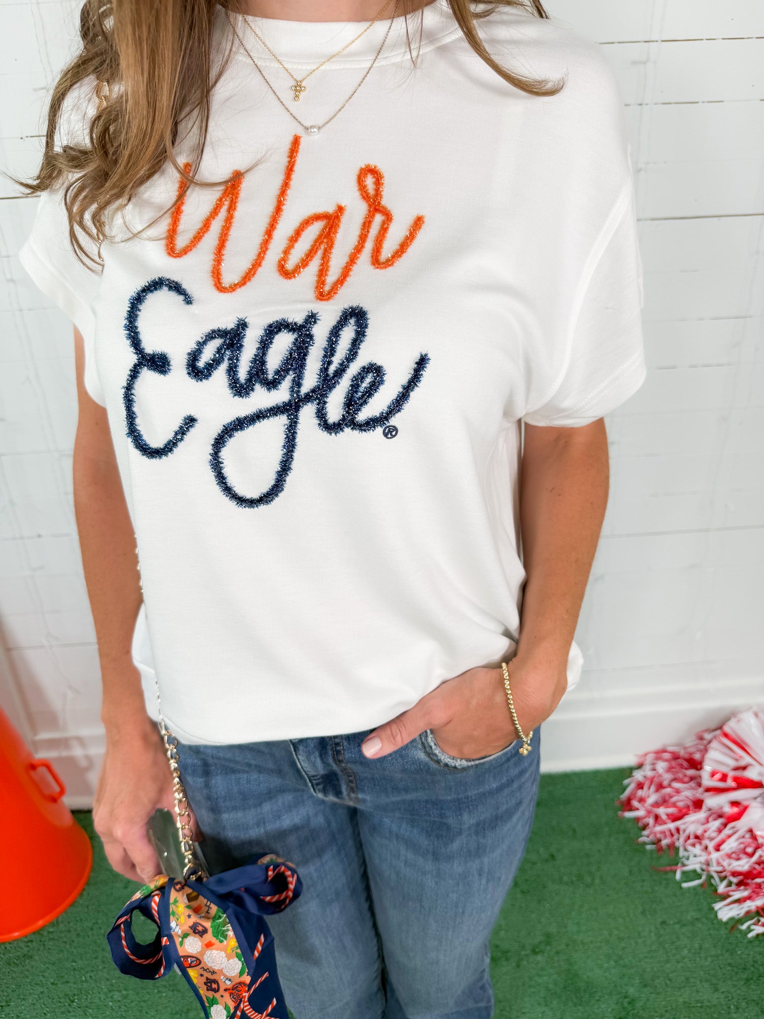 Emily War Eagle White Top Mary Square