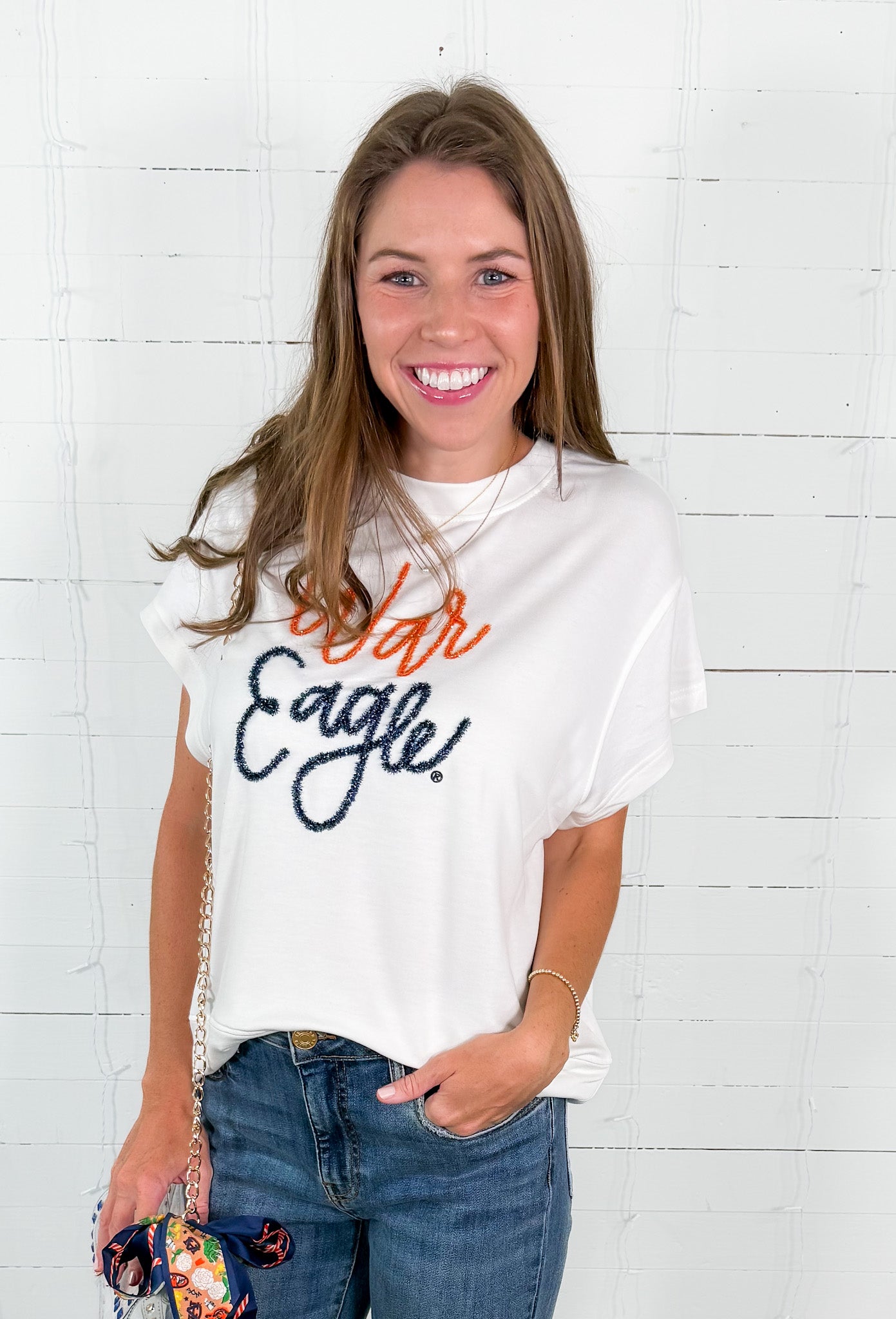 Emily War Eagle White Top Mary Square