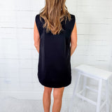 Emma Black Scuba Cap Sleeve Dress Entro