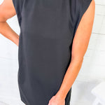 Emma Black Scuba Cap Sleeve Dress Entro