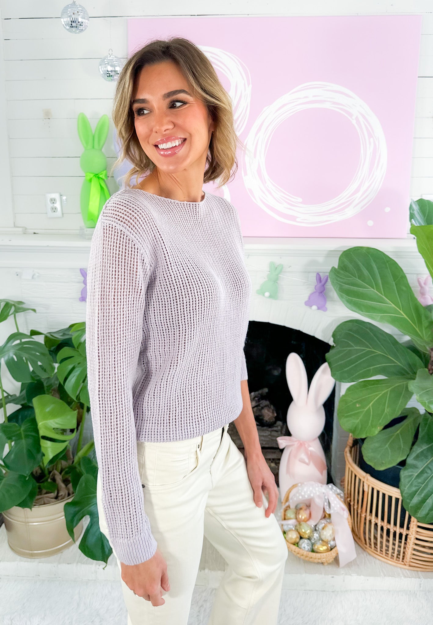 Emma Lavender Open Stitch Sweater Lucy Paris