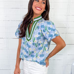 Emmie Blue Bouquet Top Entro