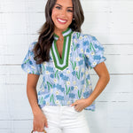 Emmie Blue Bouquet Top Entro