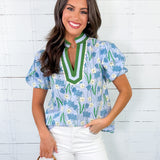 Emmie Blue Bouquet Top Entro