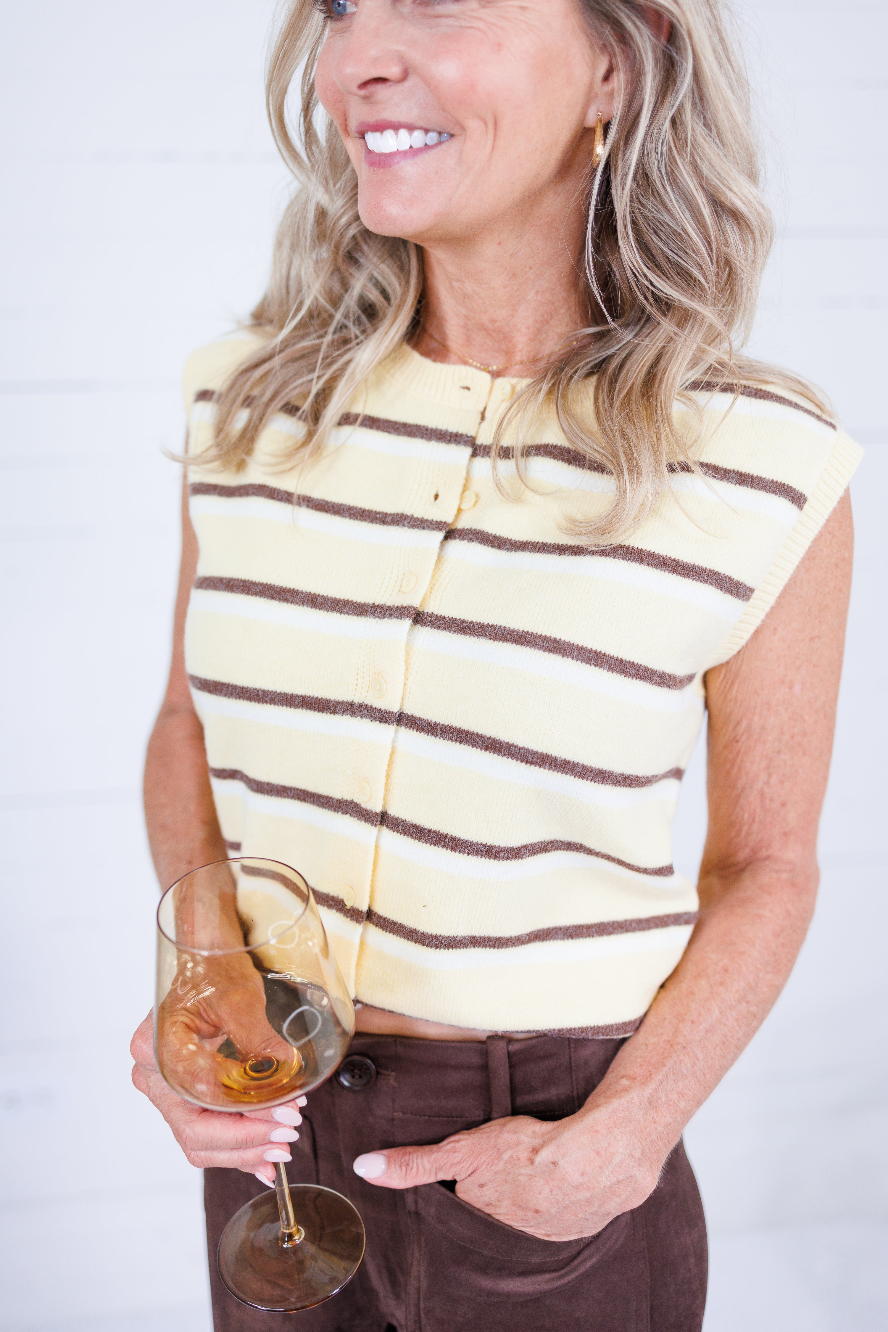Emory Yellow + Cocoa Sweater Vest All Row