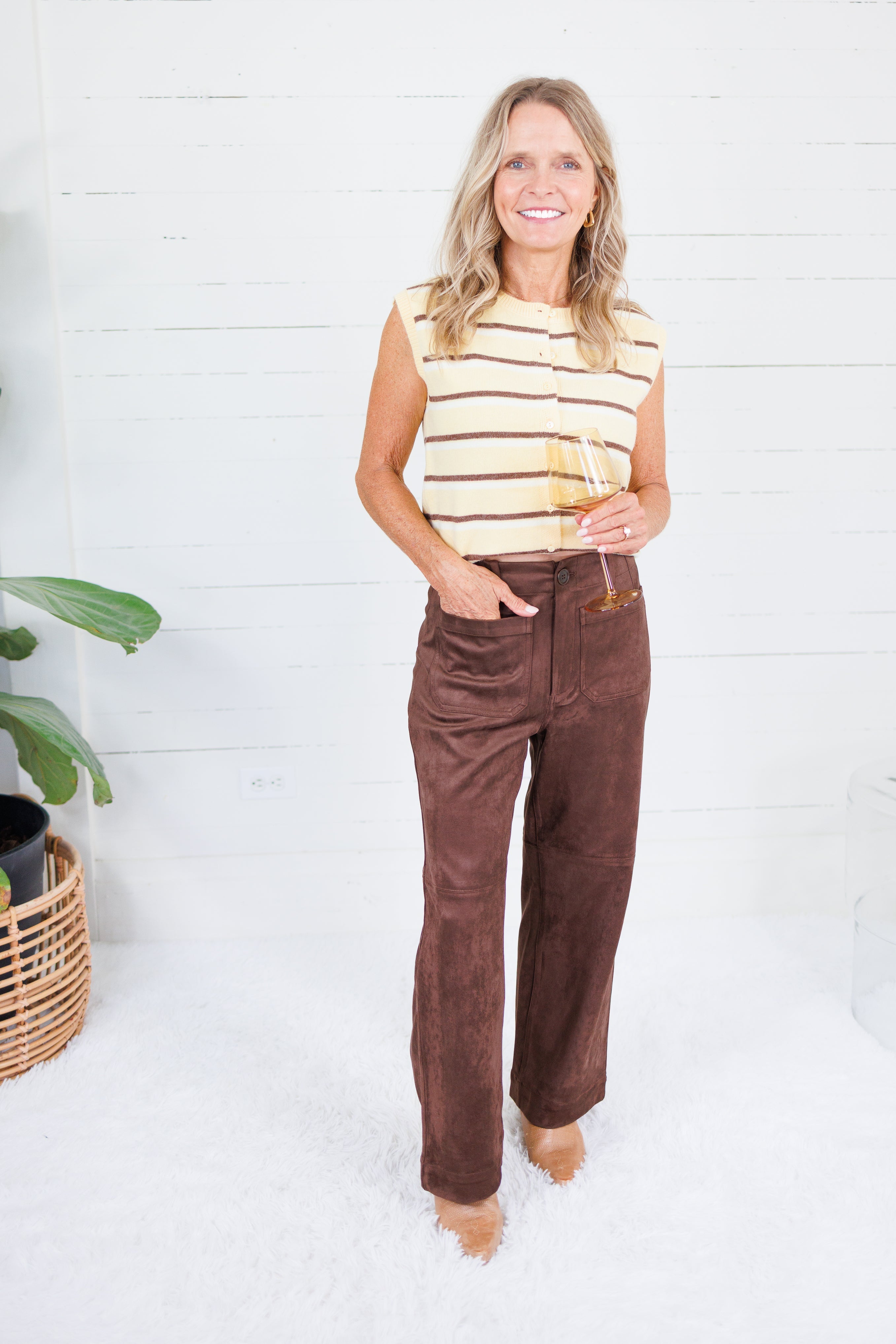 Emory Yellow + Cocoa Sweater Vest All Row