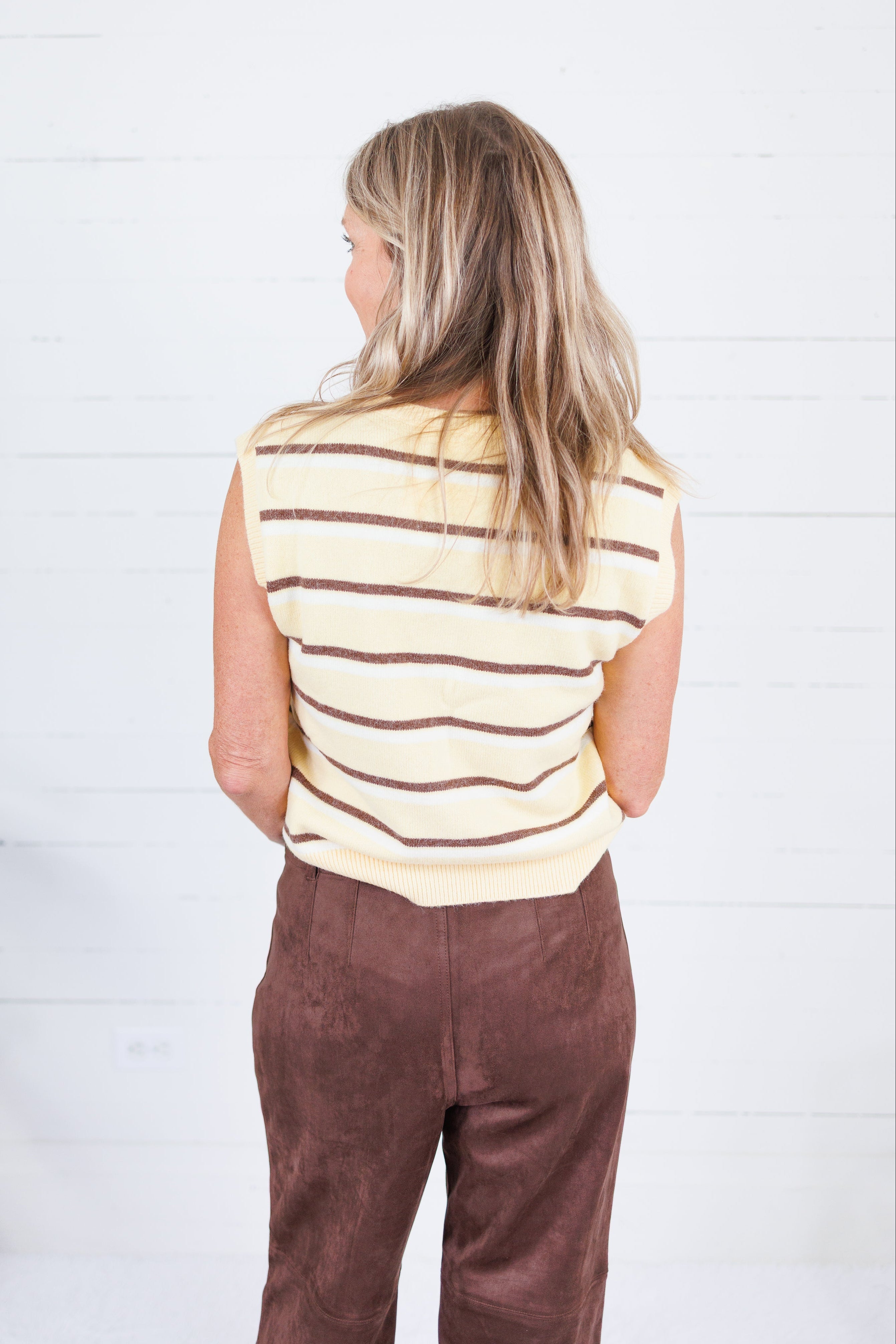 Emory Yellow + Cocoa Sweater Vest All Row