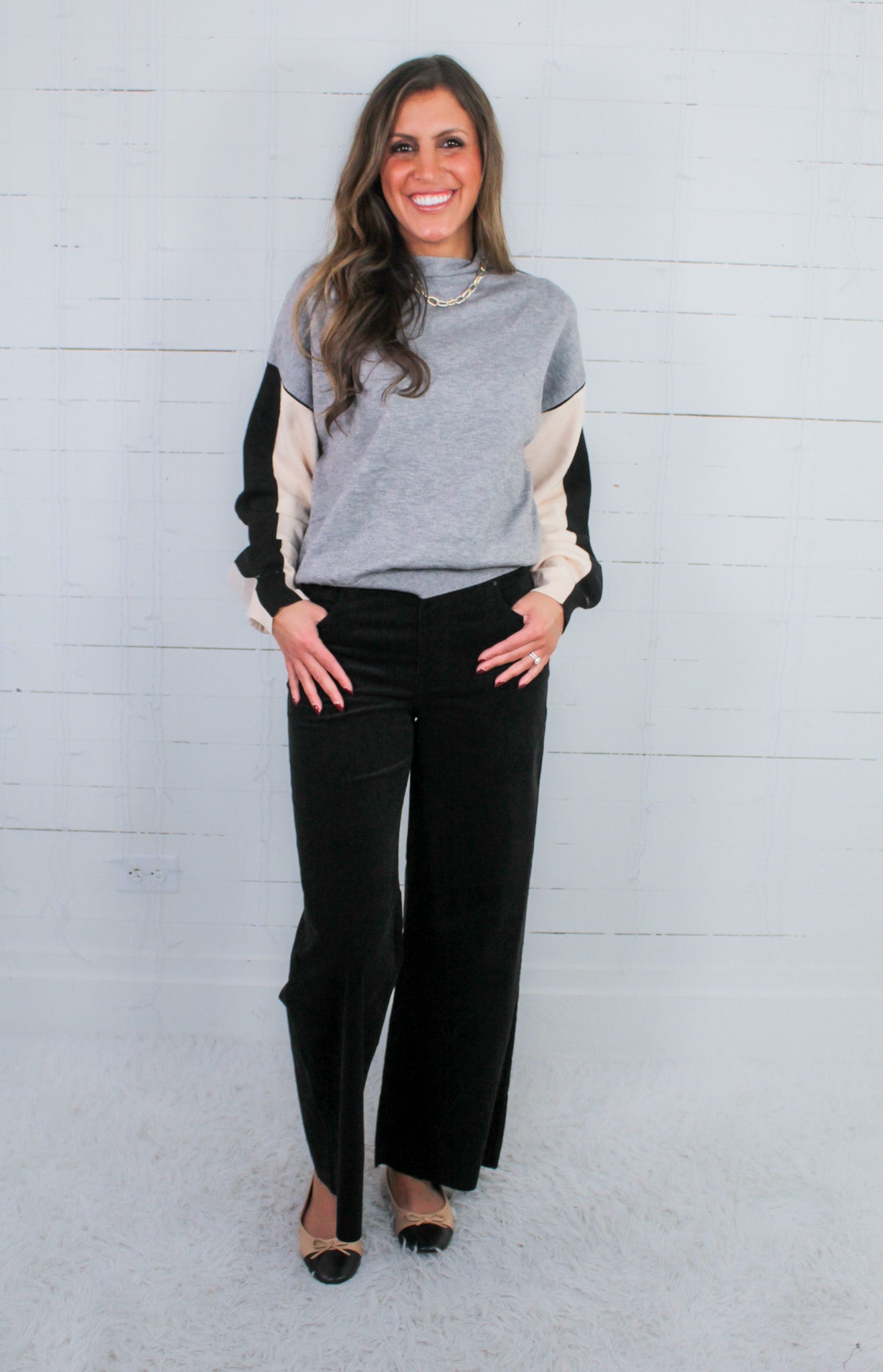 England Grey Colorblock Sweater THML